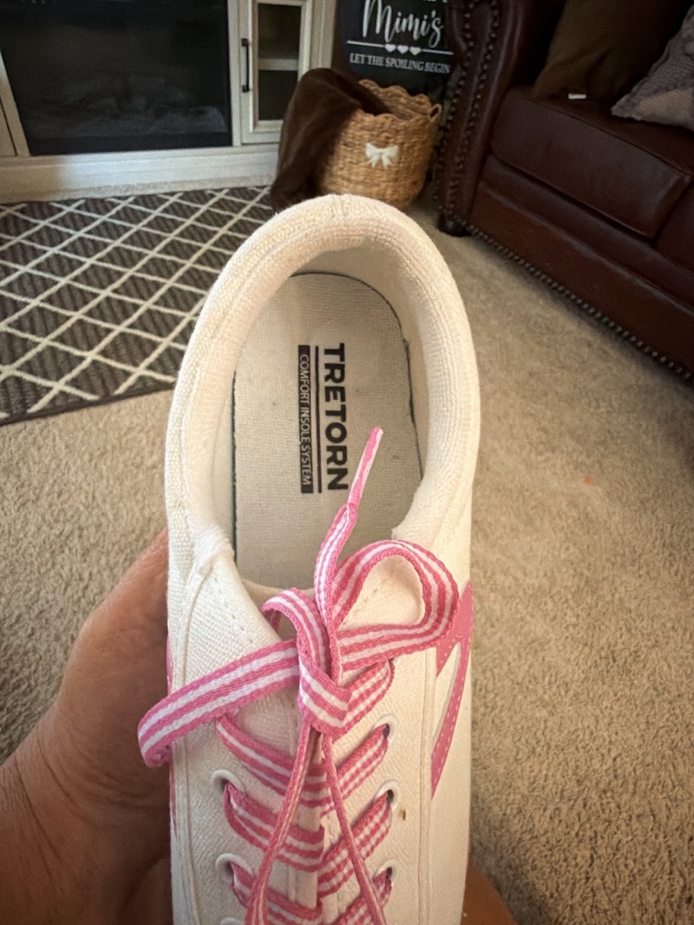 Tretorn White Canvas Sneakers with Pink Accents